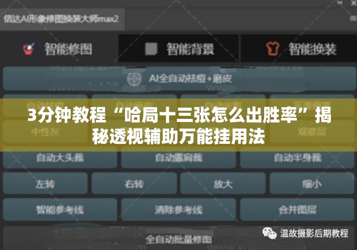 3分钟教程“哈局十三张怎么出胜率”揭秘透视辅助万能挂用法