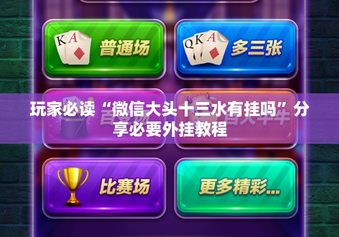 玩家必读“微信大头十三水有挂吗	”分享必要外挂教程