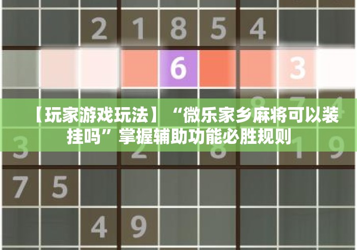 【玩家游戏玩法】“微乐家乡麻将可以装挂吗”掌握辅助功能必胜规则