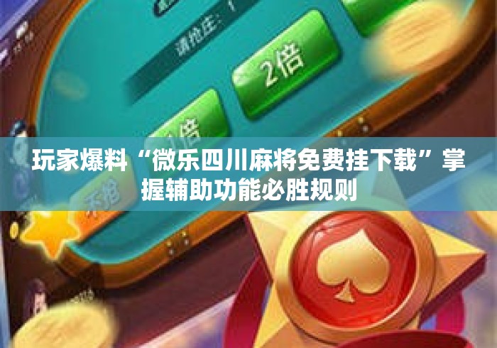 玩家爆料“微乐四川麻将免费挂下载”掌握辅助功能必胜规则