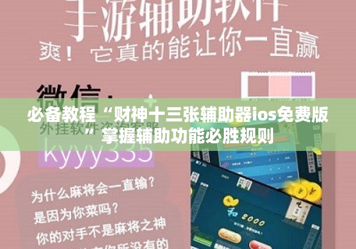 必备教程“财神十三张辅助器ios免费版	”掌握辅助功能必胜规则