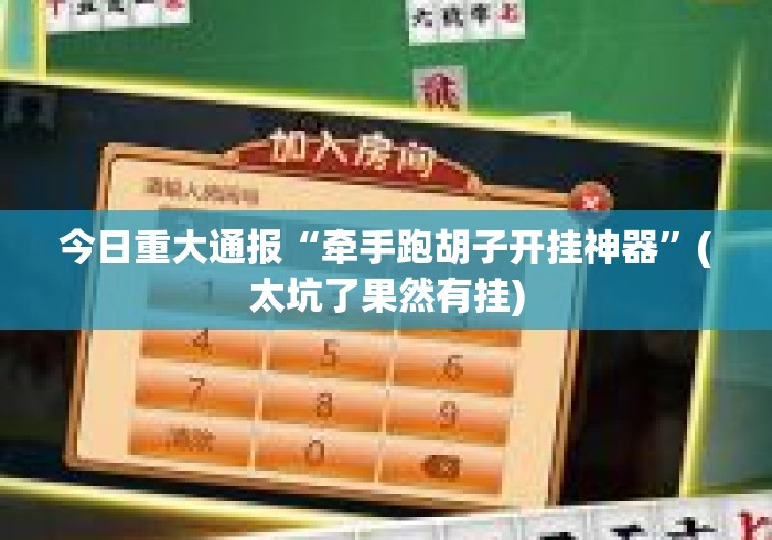 今日重大通报“牵手跑胡子开挂神器”(太坑了果然有挂)