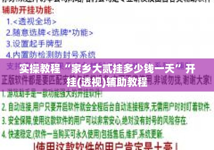 实操教程“家乡大贰挂多少钱一天”开挂(透视)辅助教程