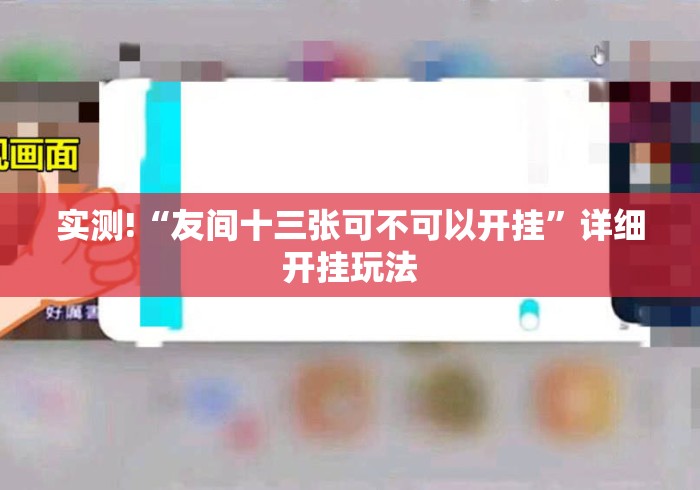 实测!“友间十三张可不可以开挂	”详细开挂玩法