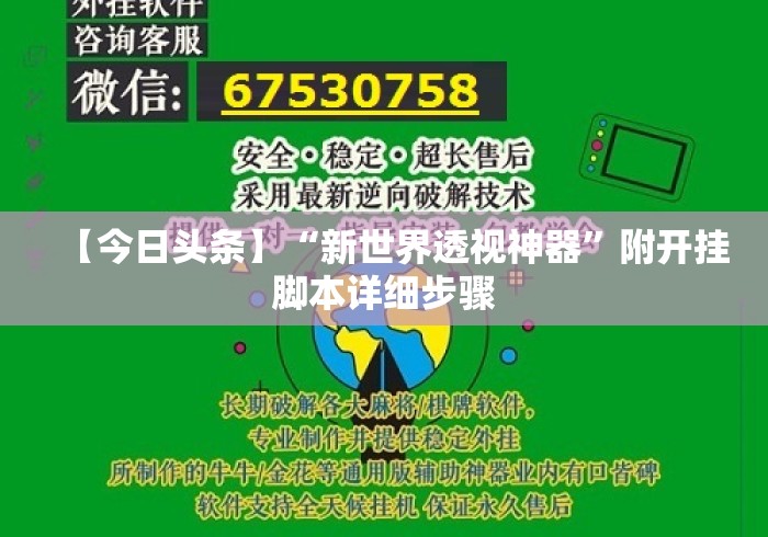 【今日头条】“新世界透视神器”附开挂脚本详细步骤
