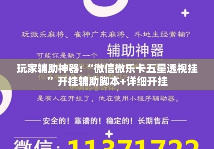 玩家辅助神器:“微信微乐卡五星透视挂”开挂辅助脚本+详细开挂