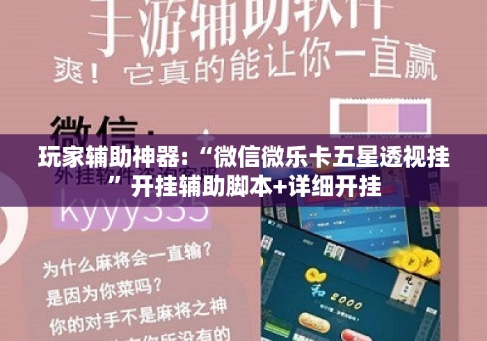 玩家辅助神器:“微信微乐卡五星透视挂”开挂辅助脚本+详细开挂