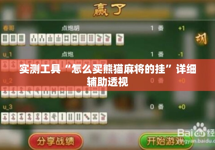 实测工具“怎么买熊猫麻将的挂”详细辅助透视
