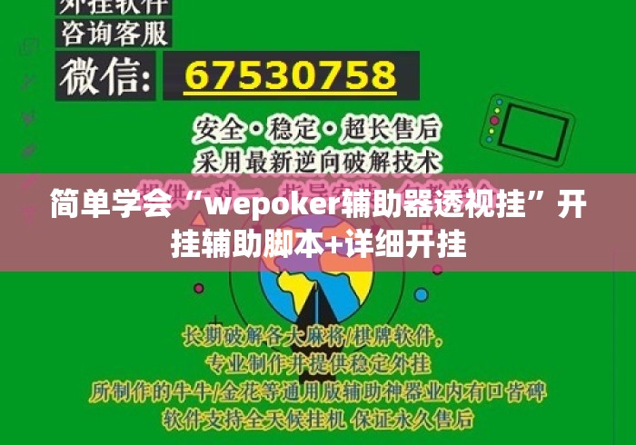 简单学会“wepoker辅助器透视挂”开挂辅助脚本+详细开挂