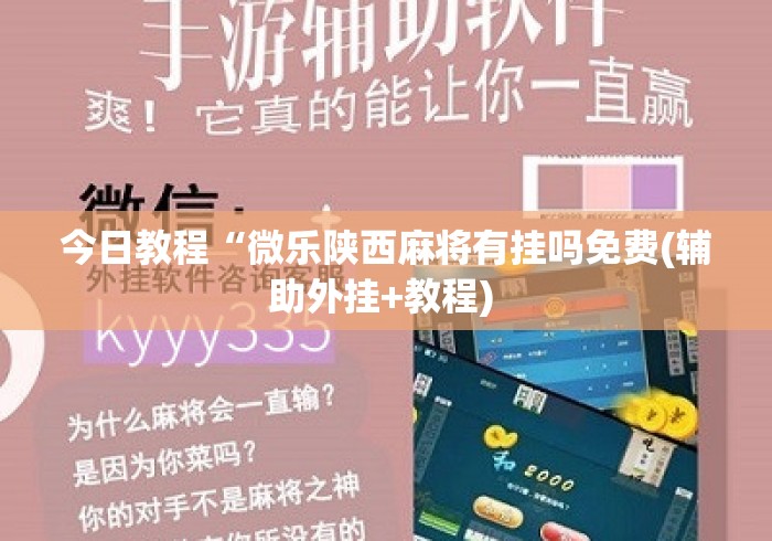 今日教程“微乐陕西麻将有挂吗免费(辅助外挂+教程) 