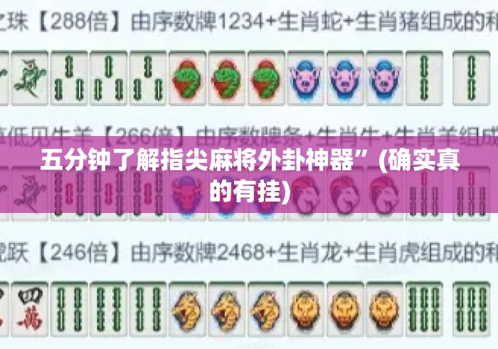 五分钟了解指尖麻将外卦神器”(确实真的有挂)