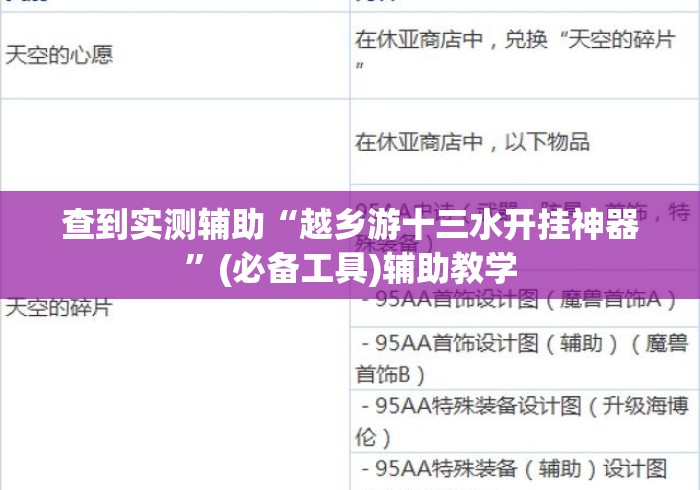 查到实测辅助“越乡游十三水开挂神器”(必备工具)辅助教学