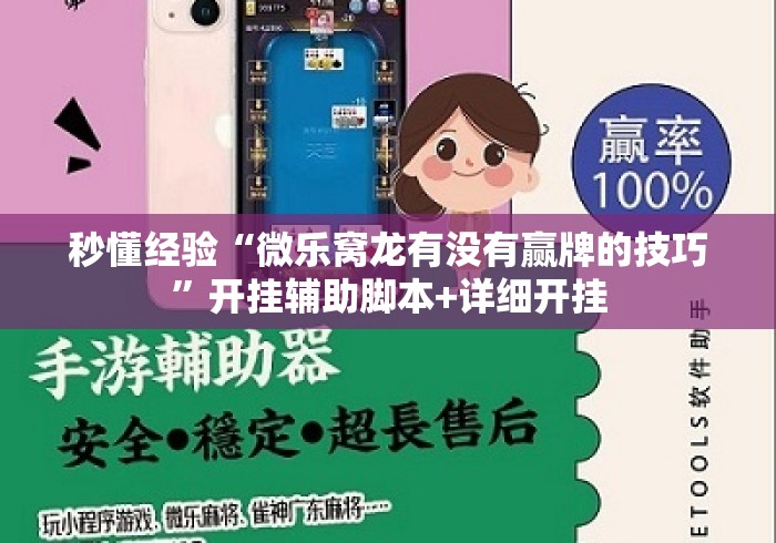秒懂经验“微乐窝龙有没有赢牌的技巧”开挂辅助脚本+详细开挂