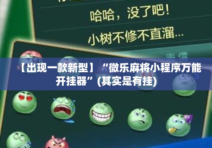 【出现一款新型】“微乐麻将小程序万能开挂器”(其实是有挂)