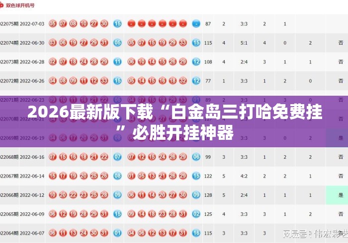 2026最新版下载“白金岛三打哈免费挂”必胜开挂神器