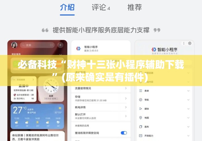 必备科技“财神十三张小程序辅助下载”(原来确实是有插件) 