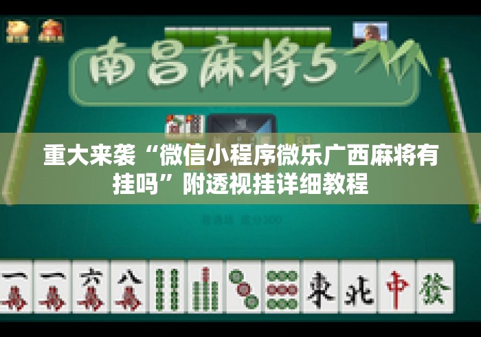 重大来袭“微信小程序微乐广西麻将有挂吗	”附透视挂详细教程