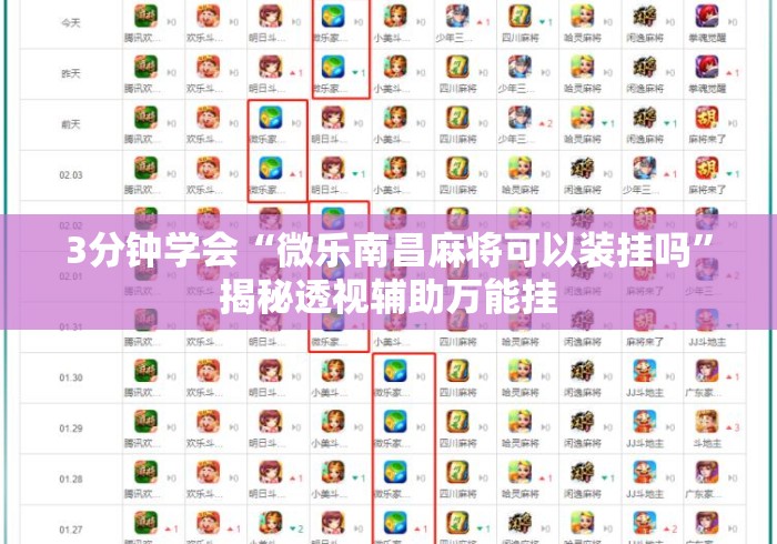 3分钟学会“微乐南昌麻将可以装挂吗”揭秘透视辅助万能挂