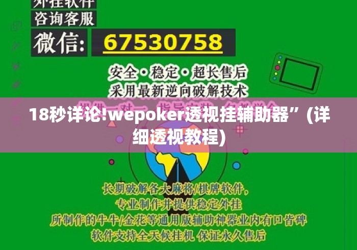 18秒详论!wepoker透视挂辅助器”(详细透视教程)