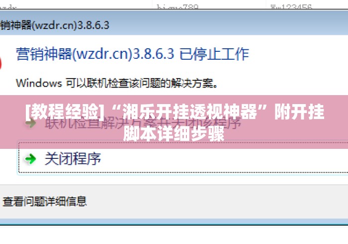 [教程经验]“湘乐开挂透视神器”附开挂脚本详细步骤
